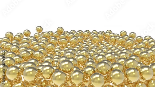 Falling golden balls filling half of the screen