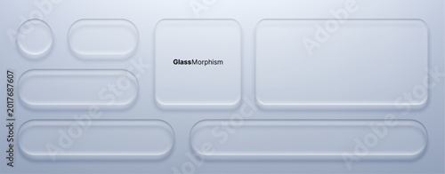 Quadro su tela Liquid glass morphism vector set with various geometric shapes