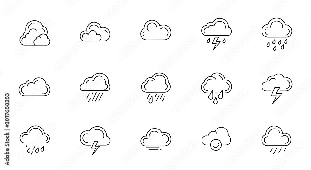 Fototapeta premium Minimal weather cloud line isolated on a transparent background