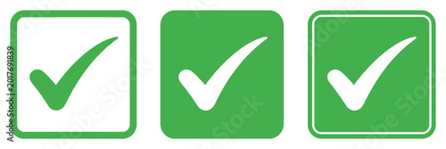 Konstfotografi Tick mark with checkbox icon featuring green check, mark, success and completion