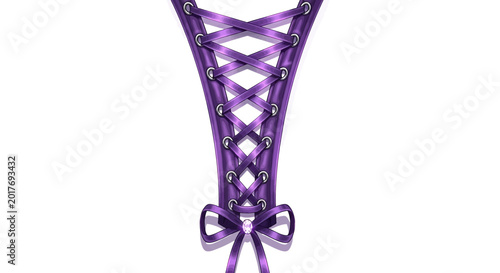 Foto Purple corset lacing with ribbon bow and gemstone