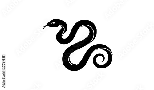 Foto Minimal snake silhouette black vector illustration for logo and tattoo design