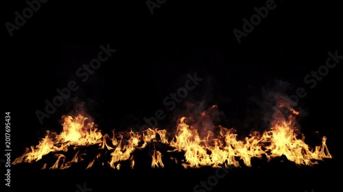 Ground catching fire and continuing to burn - VFX element, 60 fps, 4K Pro Res with mask pass