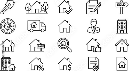 Foto Real Estate and Property Icon Set Featuring House Sale Keys Search Mortgage Cont