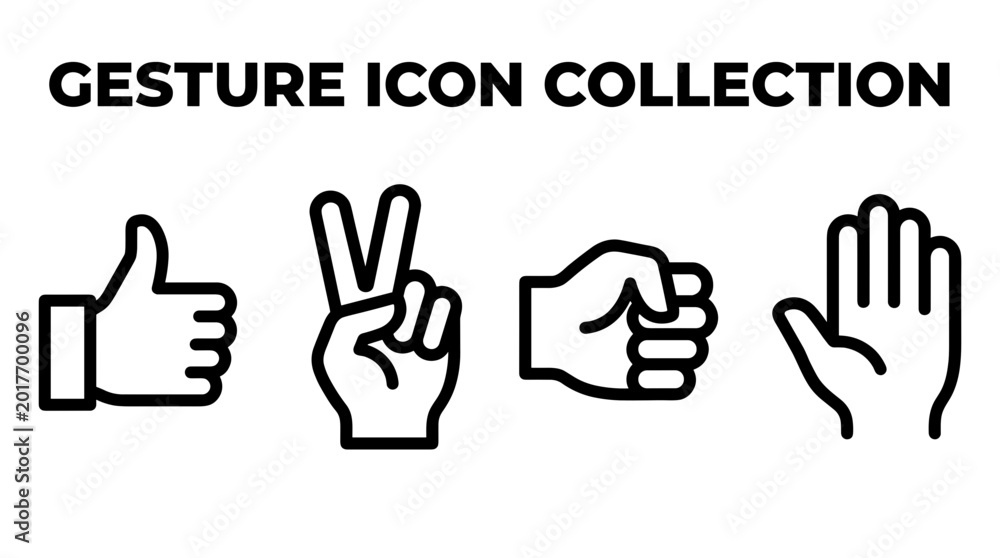 Fototapeta premium Collection of hand gesture icons representing communication and actions.