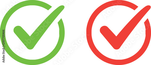 Canvas Print Green and red check mark approval icons Vector