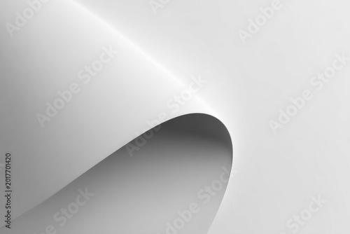 White abstract background with a smooth curved paper fold. Space for text.