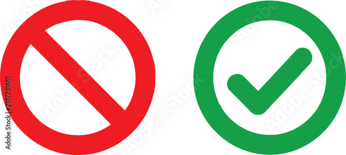 Red prohibition symbol and green check mark icons Vector Free Download Red prohibition symbol and green check mark icons Vector - GFXLoad