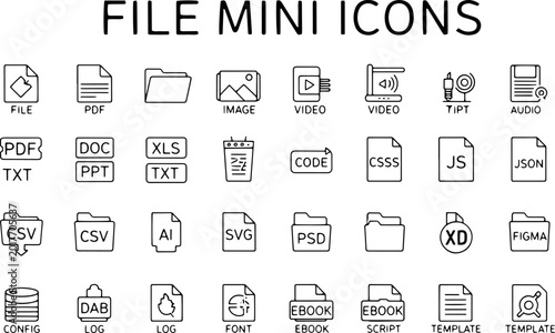 Foto File type icons for digital documents.