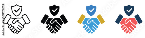 Foto Secure business partnership agreement vector illustration showcasing trust protection verified deal completion and insured cooperation transactions concept