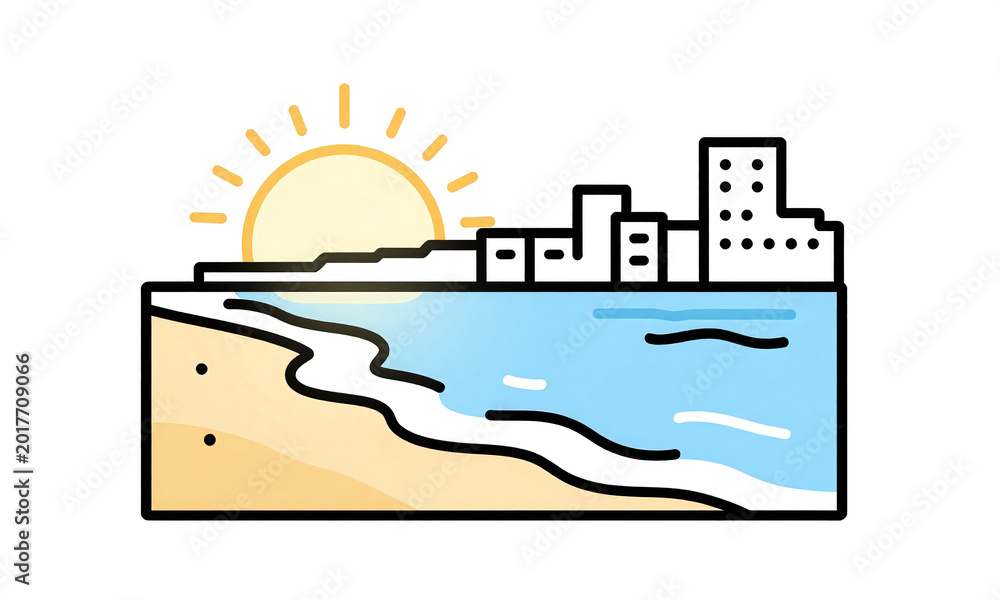 Naklejka premium soft morning light illuminates golden sand gentle waves caribbean sea lap shore tranquil sunrise cancun serene