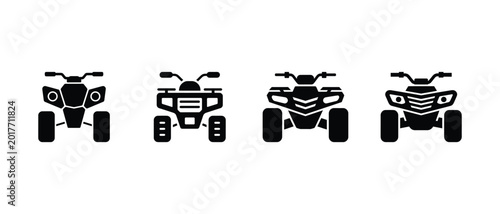 Bild auf Leinwand Minimal ATV quad bike icon collection, Off-Road vehicle symbol set illustration