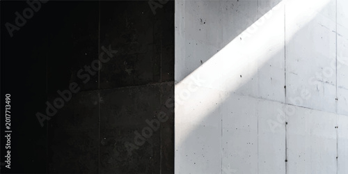 Картината върху платно Harsh sunlight illuminating concrete wall with shadow light and shadow concrete