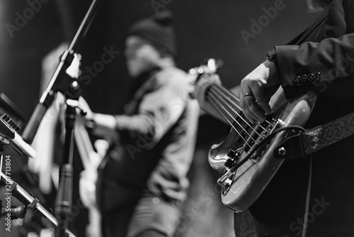 Canvas Print stage musicians performing in black and white