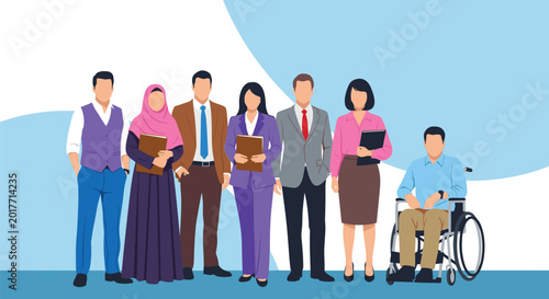 Cuadro en lienzo Diverse Business Team and Inclusive Workplace Concept  Abilities Including Woman