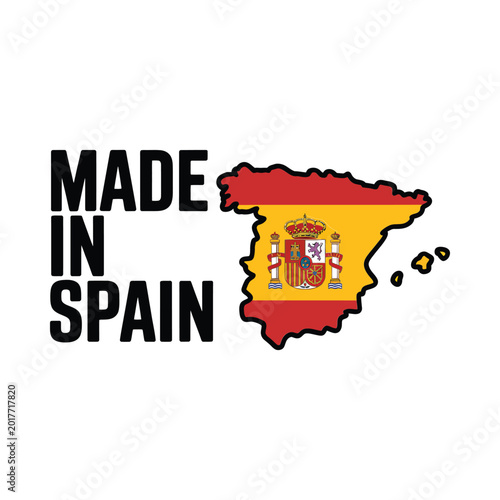 Spain map with flag and text made in spain vector illustration