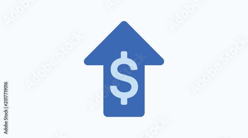 Blue arrow pointing up with a dollar sign symbol inside