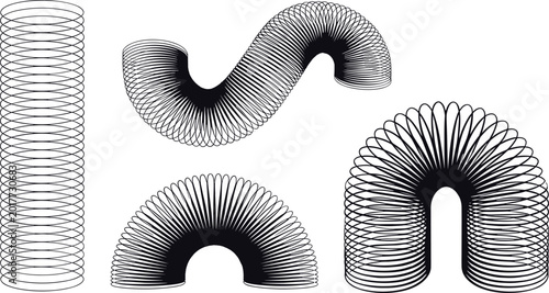 Φωτογραφία Vector illustration of coiled spring toy in multiple shapes representing elastic