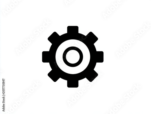 Black Gear Icon On White Background Industrial Mechanical Symbol Simple Vector Graphic