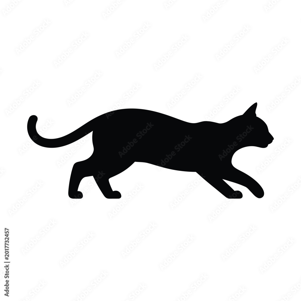 Obraz premium cat silhouette black feline shape on white background