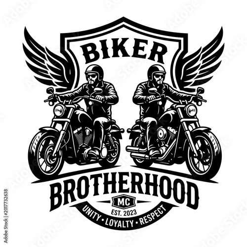 Biker brotherhood motorcycle logo design