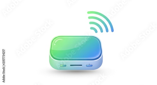 Modern wireless router with signal icon illustration on a white background