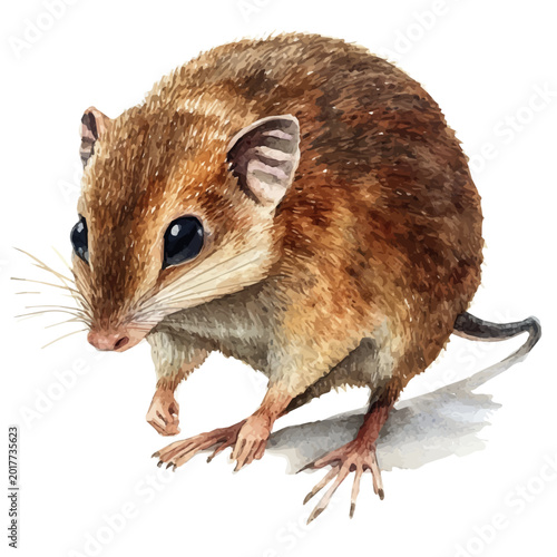 Foto Elephant Shrew, watercolor vector painting, isolated on a white background