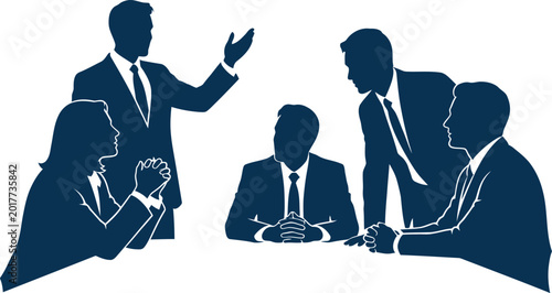 Εκτύπωση καμβά Business meeting silhouette with a presenter and attentive team isolated on tran