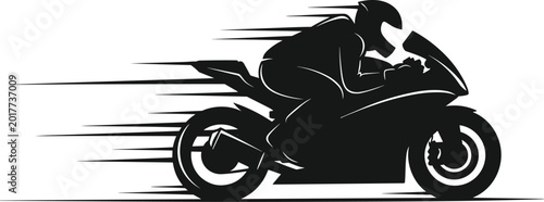 Fotografie Sport motorcycle racing silhouette vector illustration isolated on gray backgrou
