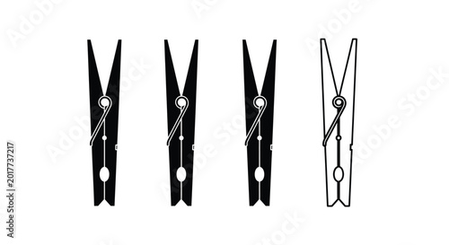 Clothes pins silhouette on a white background