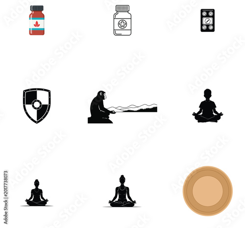 Healthcare Medical Icons with Abstract Digital Dot Pattern Overlay