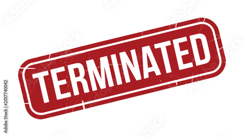 Terminated grunge style rubber stamp isolated on transparent background design element for official business document labels.