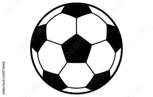 Black and white soccer ball illustration with black and white panels on a plain white background