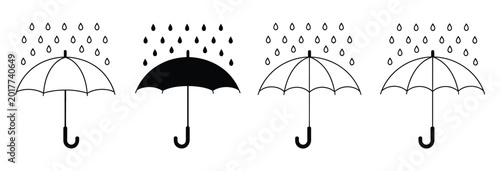 Simple umbrella symbols showing rain and sun shelter concepts for weather protection, insurance services, and personal safety design visuals and branding use.
