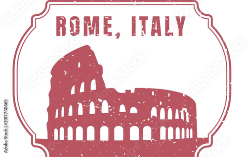 Rome italy travel souvenir colosseum landmark stamp