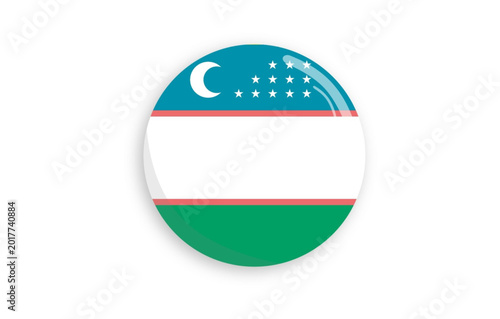 Uzbekistan flag on a round badge with white background Free Download Uzbekistan flag on a round badge with white background - GFXLoad