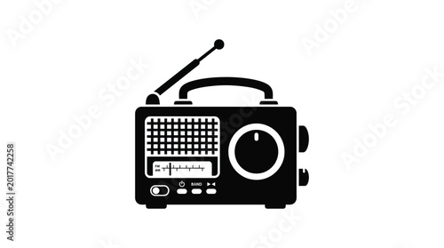 Konstfotografi Vintage portable radio silhouette illustration classic am fm broadcast receiver