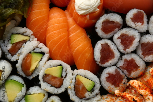 Assorted Sushi Platter Japanese Cuisine Close Up