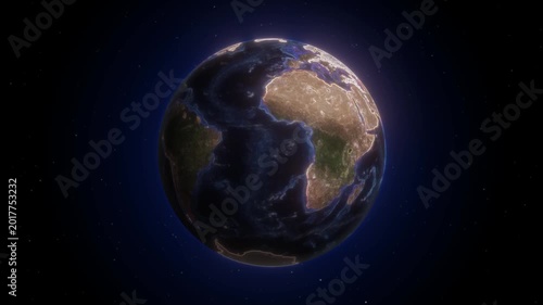 Cinematic 3D Planet Earth Rotating Loop with Global Network Glow