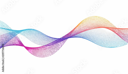 Fotografía A vibrant abstract wave of colors flowing gracefully across a serene canvas, creating a sense of movement, energy and artistic expression