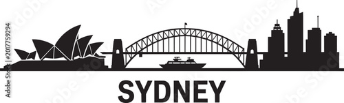 Foto Sydney Australia cityscape with famous landmarks opera house harbour bridge and