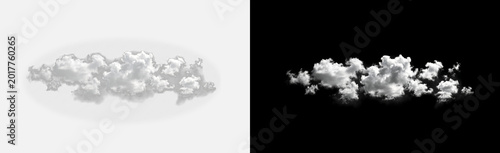 Foto White cumulus cloud cluster isolated on transparent background, group of small f
