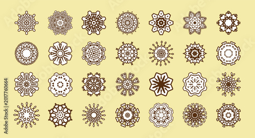Canvas Print Twenty-eight decorative elements, mandalas, ornamental circles