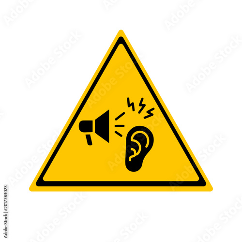 Billede på lærred Loud Noise Warning Sign Clear Pictogram Illustrating Hearing Hazard and the Crit