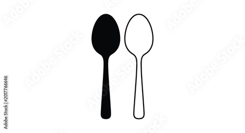 Foto Spoons in black and white simple silhouette