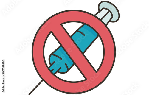 Free Download Prohibition sign with a syringe and needle symbolizing no vaccination or medical treatment health and medicine concept - GFXLoad