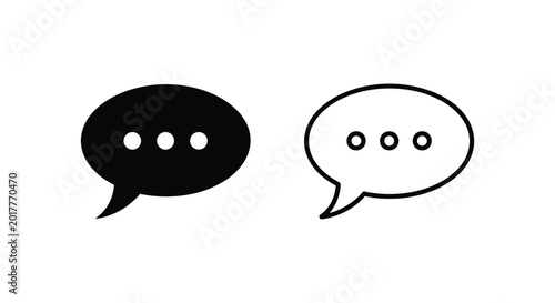 speech bubble icon with three dots black and white silhouette