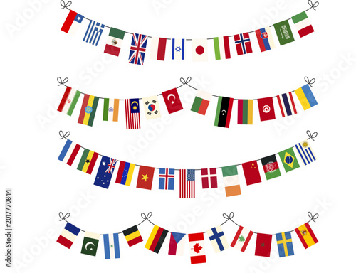 Photos Colorful Bunting Flag Garland Decoration with World Nations