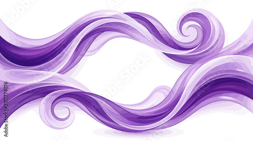 Purple swirling wave design element graphic.