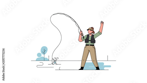 Man holding fishing rod outdoors.